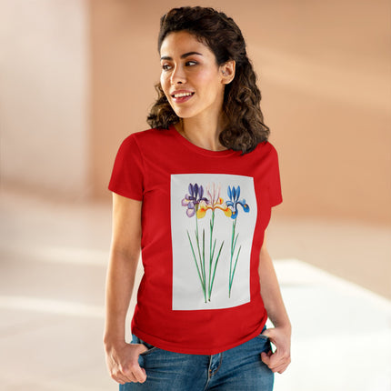 Women's Blue Iris Print Midweight Cotton Tee
