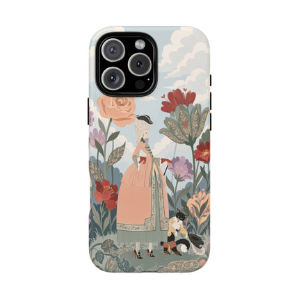 🌹🐈 The Lady And Puss In Boots Phone Case – Art Deco Floral Whimsy