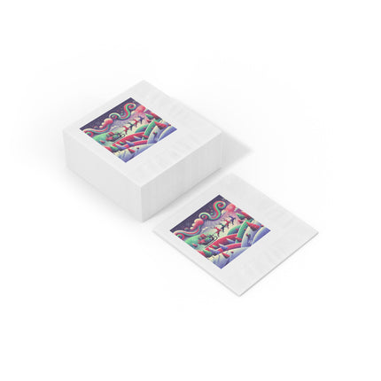Festive Reindeer Flight White Coined Napkins