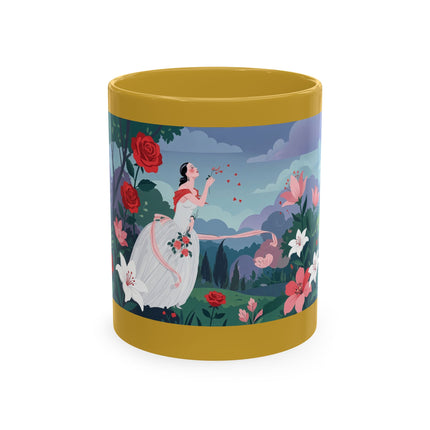 🌹💌 The Lady Blowing Kisses In The Rose Garden Ceramic Mug – Art Deco Floral Romance
