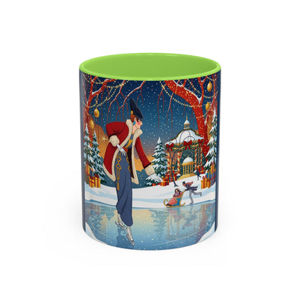 ⛸️🎄 The Christmas Skating Pavilion Colorful Mug – Art Deco Holiday Fantasy