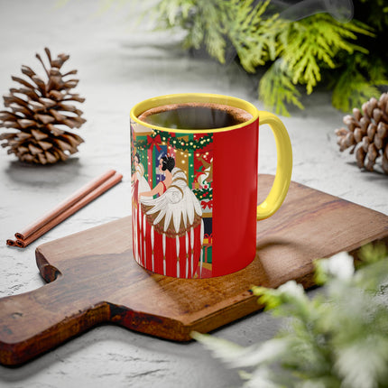 🎄💃 The Christmas Mirror Duet Colorful Mug – Art Deco Holiday Elegance