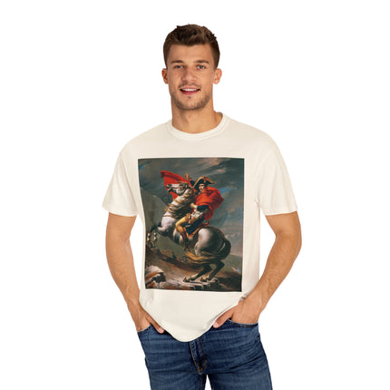 Napoleon Crossing the Alps by Jacques-Louis David Unisex Garment-Dyed T-shirt