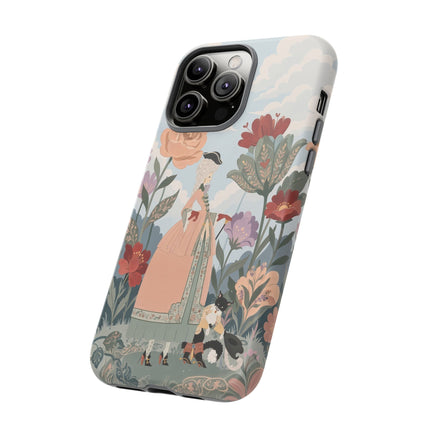 🌹🐈 The Lady And Puss In Boots Phone Case – Art Deco Floral Whimsy