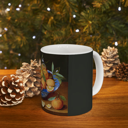 Still Life with Lemons, Oranges, and a Pomegranate by Jacob van Hulsdonck Ceramic Mug 11oz
