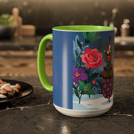 🌹❄️ The Holly Rose Of Winter Colorful Mug – Art Deco Christmas Garden
