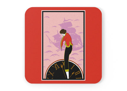 Woman Waiting for her Beloved at 1:59 by Kobayashi Kaichi Cork Back Coaster