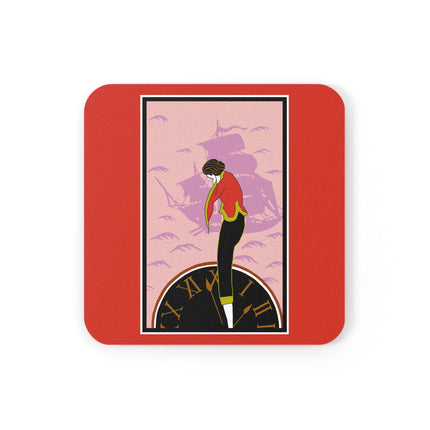 Woman Waiting for her Beloved at 1:59 by Kobayashi Kaichi Cork Back Coaster