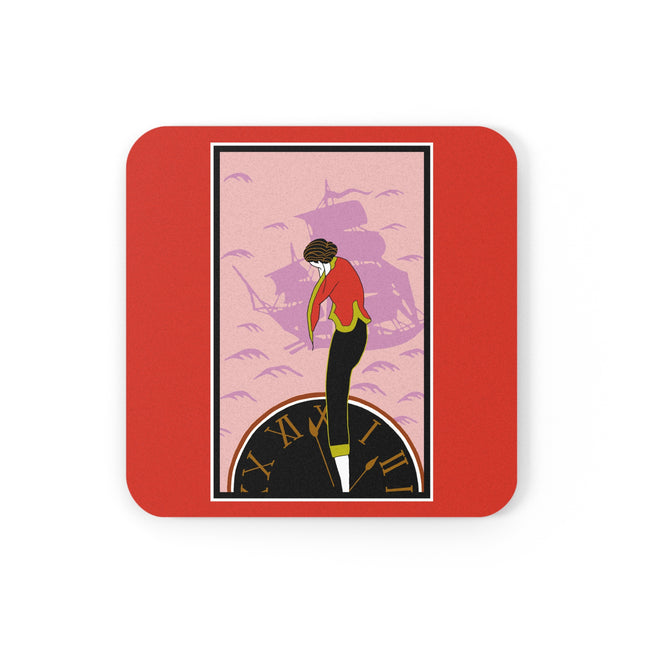 Woman Waiting for her Beloved at 1:59 by Kobayashi Kaichi Cork Back Coaster