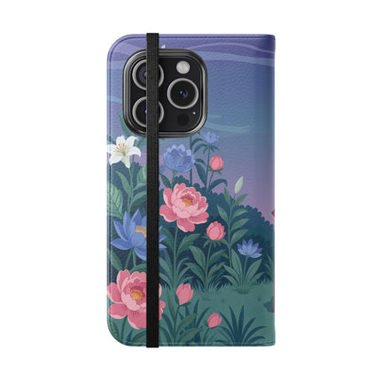 🐦🌸 The Lady And The Golden Bird Flip Case – Art Deco Floral Reverie