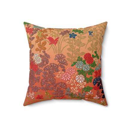 Japanese Flower Fan Pattern by G.A. Audsley Spun Polyester Square Pillow