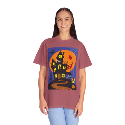 Halloween Night at the Haunted House Unisex Garment-Dyed T-shirt
