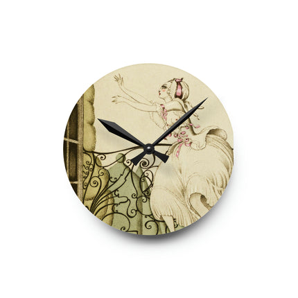 Sur talons rouges (On Red Heels) pl 02 by Gerda Wegener Acrylic Wall Clock, Round and Square
