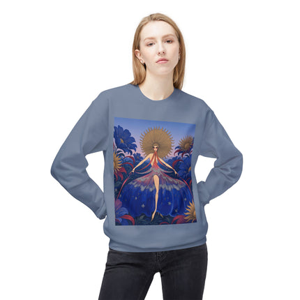 🌞🌸 The Celestial Blossom Garden Dancer Midweight Crewneck Sweatshirt – Art Deco Floral Fantasy