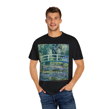 Water Lilies and Japanese Bridge by Claude Monet Unisex Garment-Dyed T-shirt