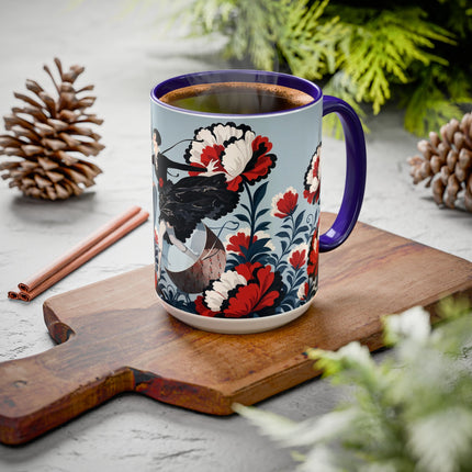 ❤️🌺 The Scarlet Blossom Dancer Colorful Mug – Art Deco Fashion Whimsy