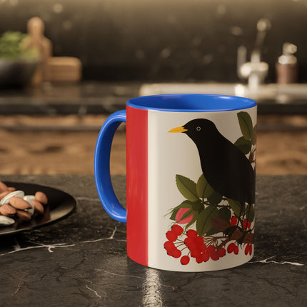 Blackbird & Rose Colorful Mugs – Timeless Elegance & Nature's Harmony