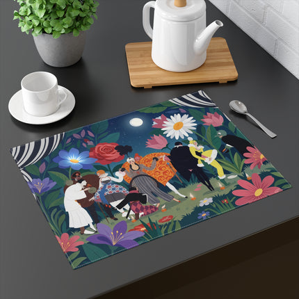 🌙🎭 The Moonlit Garden Masquerade Placemat – Art Deco Floral Fantasy