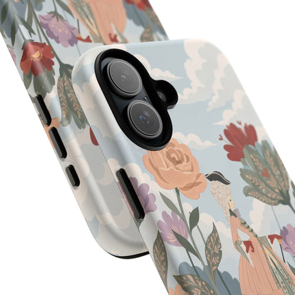 🌹🐈 The Lady And Puss In Boots Phone Case – Art Deco Floral Whimsy