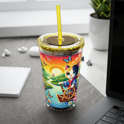 Sailor Kitten’s River Adventure Sunsplash Tumbler with Straw, 16oz