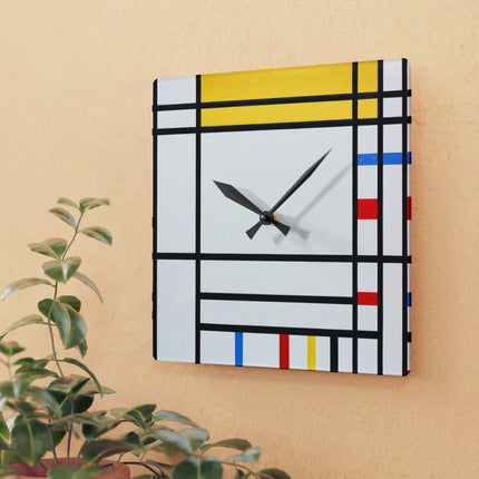 Place de la Concorde by Piet Mondrian Acrylic Wall Clock, Round and Square