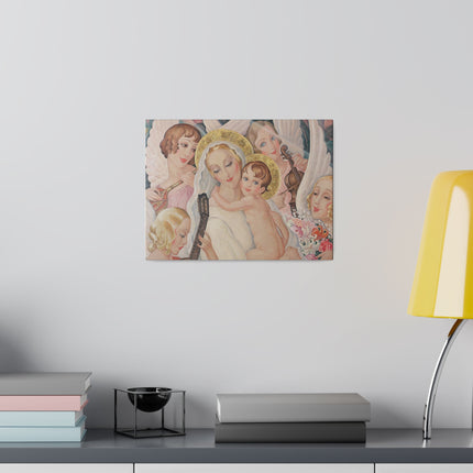 Madonna with Child and Musical Angels – 1935 Art Deco Painting by Gerda Wegener