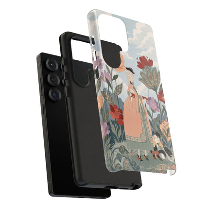 🌹🐈 The Lady And Puss In Boots Phone Case – Art Deco Floral Whimsy