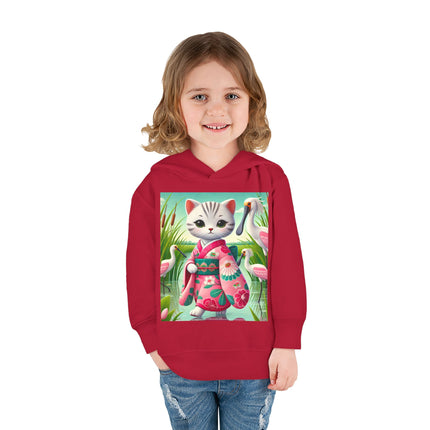 Geisha Kitten Strolls Among the Spoonbills Toddler Pullover Fleece Hoodie