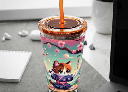 Samurai Kitten Sunsplash Tumbler with Straw, 16oz