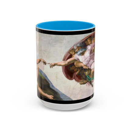 The Creation of Adam by Michelangelo Buonarroti Colorful Mugs (11oz, 15oz)