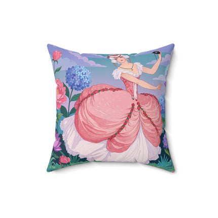 🎭🌸 The Lady Of The Secret Masquerade Square Pillow – Art Deco Garden Fantasy