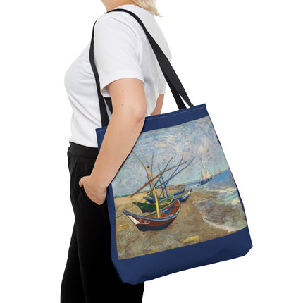 Fishing Boats on the Beach at Saintes-Maries by Vincent Van Gogh Tote Bag (AOP)