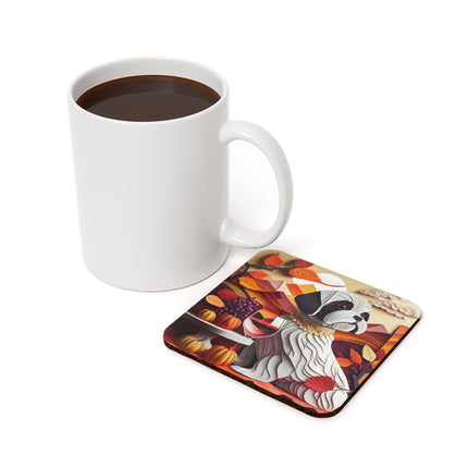 Shih Tzu at an Autumn Wine Tasting Cork Back Coaster