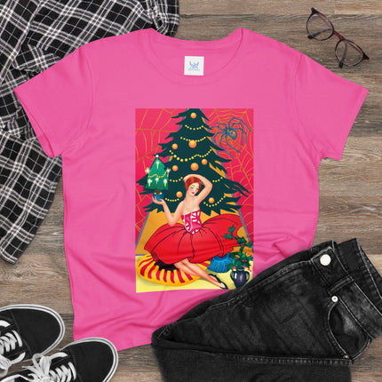 Art Deco Christmas Enchantment Women's Midweight Cotton Tee