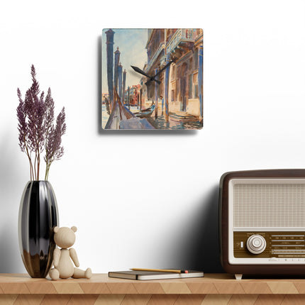 Gondola Moorings on the Grand Canal by John Singer Sargent Acrylic Wall Clock, Round and Square