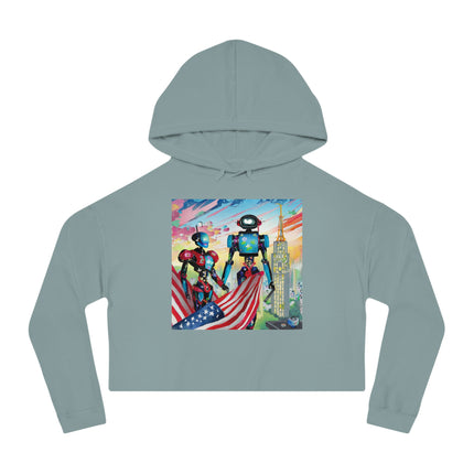 High Fashion Cyberpunk CIA Robots Cropped Hooded Sweatshirt