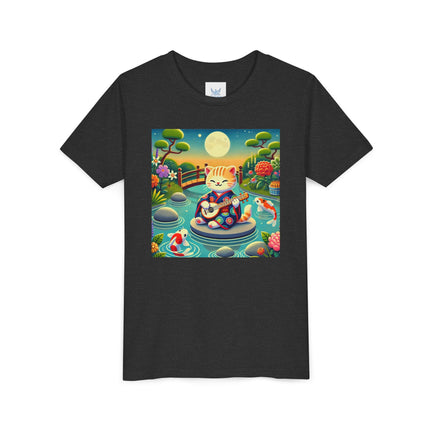 Melodic Kitten by the Koi Pond Youth Short Sleeve Tee
