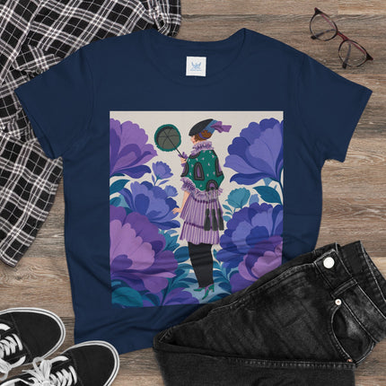 💜🌸 The Violet Garden Promenade Cotton Tee – Art Deco Floral Fashion