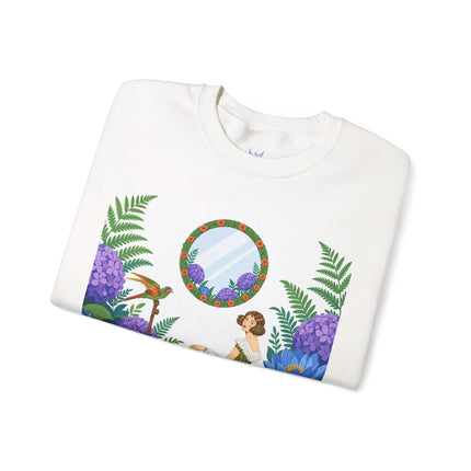🦜🪷 The Parrot Garden Reflection Crewneck Sweatshirt – Art Deco Fashion Whimsy
