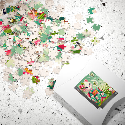 Geisha Kitten and the Dandelion Wish Puzzle (110, 252, 520-piece)