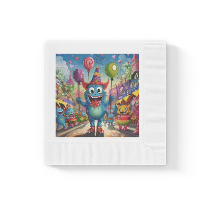 Monster Parade Madness White Coined Napkins
