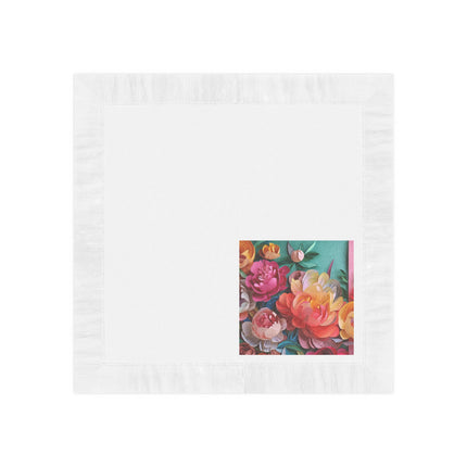 Peonies in Full Bloom White Coined Napkins
