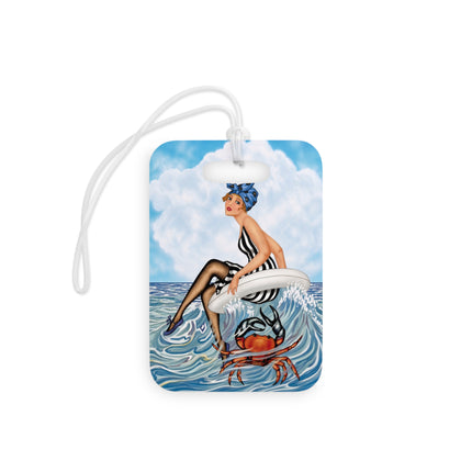 🦀🌊 The Seaside Crab Ride Luggage Tag – Art Deco Beach Whimsy