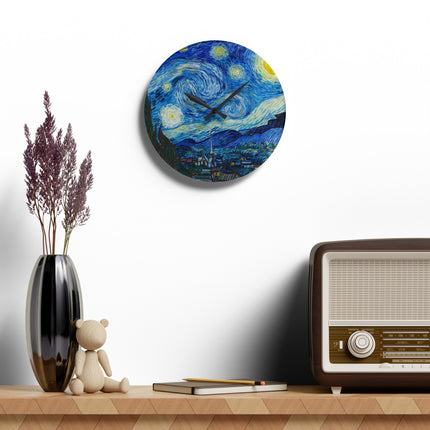 The Starry Night by Vincent Van Gogh Acrylic Wall Clock, Round and Square