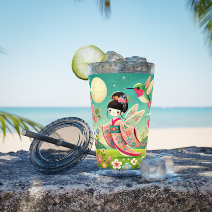 Geisha Fairy and the Hummingbird Blossom Sunsplash Tumbler with Straw, 16oz