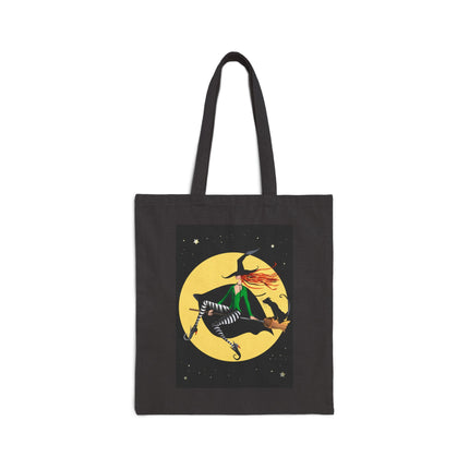 A Witch’s Moonlit Flight Cotton Canvas Tote Bag