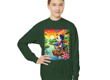 Sailor Kitten’s River Adventure Youth Crewneck Sweatshirt