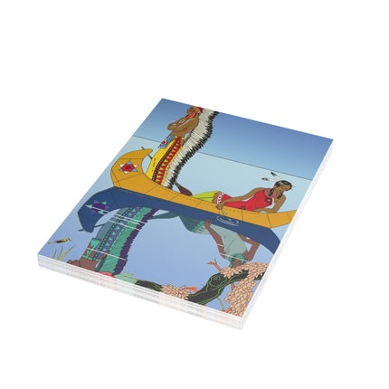 Le long du Missouri (Indian couple on the Missouri River) by George Barbier Greeting Cards (1, 10, 30, and 50pcs)
