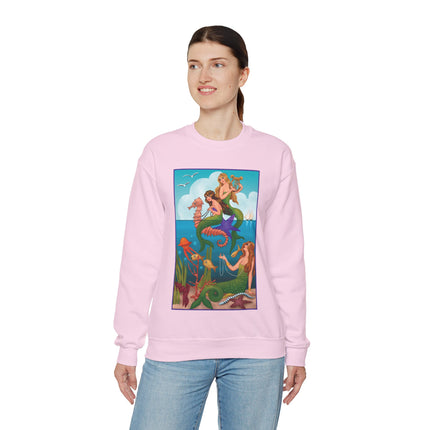 Three Mermaids with Strings of Pearls by Carlo Chiostri Heavy Blend™ Crewneck Sweatshirt
