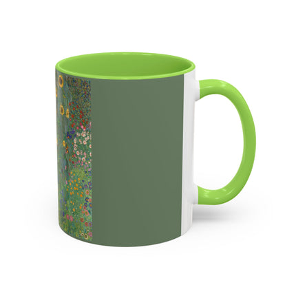 Farm Garden with Sunflowers by Gustav Klimt Colorful Mugs (11oz, 15oz)